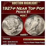 1927-p Peace Dollar Near Top Pop $1 ms65+ SEGS