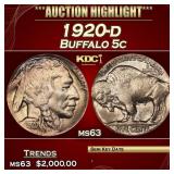 1920-d Buffalo Nickel 5c ms63 USCG