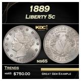 1889 Liberty Nickel 5c Grades ms65