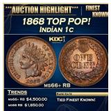 1868 Indian Cent TOP POP! 1c ms66+ RB SEGS