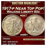 1917-p Walking Liberty Half Dollar Near Top Pop! 5