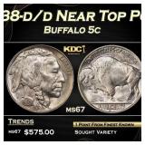 1938-d/d Buffalo Nickel Near Top Pop 5c ms67 SEGS