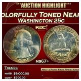 1964-p Washington Quarter Colorfully Toned Near To