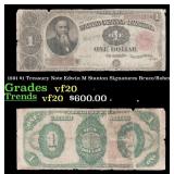 1891 $1 Treasury Note Edwin M Stanton Grades vf, v