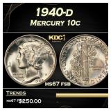 1940-d Mercury Dime 10c ms67 fsb SEGS