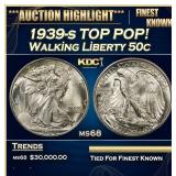 1939-s Walking Liberty Half Dollar TOP POP! 50c ms