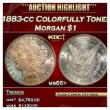 1883-cc Morgan Dollar Colorfully Toned $1 ms66+ SE