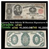 1891 $1 Treasury Note Edwin M Stanton Grades xf Si