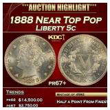 1888 Proof Liberty Nickel Near Top Pop 5c pr67+ SE
