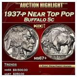 1937-p Buffalo Nickel Near Top Pop 5c ms67+ SEGS