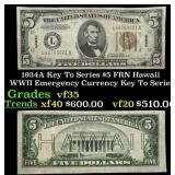 1934A $5 FRN Hawaii WWII Emergency Currency Key To