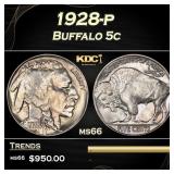 1928-p Buffalo Nickel 5c Grades ms66