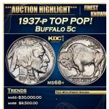 1937-p Buffalo Nickel TOP POP! 5c ms68+ SEGS