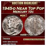 1945-d Mercury Dime Near Top Pop 10c ms68+ fsb SEG