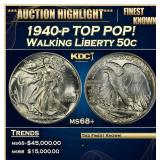1940-p Walking Liberty Half Dollar TOP POP! 50c ms