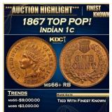 1867 Indian Cent TOP POP! 1c ms66+ RB SEGS