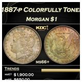 1887-p Morgan Dollar Colorfully Toned $1 ms66+ SEG