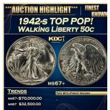 1942-s Walking Liberty Half Dollar TOP POP! 50c ms