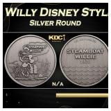 Antiqued Steamboat Willy Disney Style - 1 oz Silve