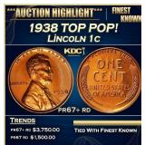 1938 Proof Lincoln Cent TOP POP! 1c pr67+ rd SEGS