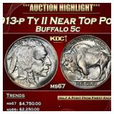 1913-p Ty II Buffalo Nickel Near Top Pop! 5c ms67