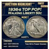 1936-s Walking Liberty Half Dollar TOP POP! 50c ms