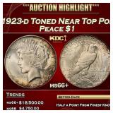 1923-d Peace Dollar Toned Near Top Pop $1 ms66+ SE