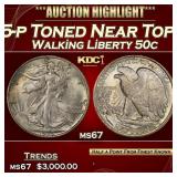 1935-p Walking Liberty Half Dollar Toned Near Top