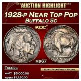 1928-p Buffalo Nickel Near Top Pop 5c ms67 SEGS