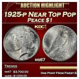 1925-p Peace Dollar Near Top Pop $1 ms67 SEGS