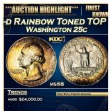 1963-d Washington Quarter Rainbow Toned TOP POP! 2