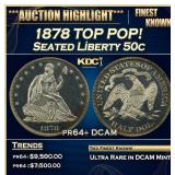 1878 Proof Seated Half Dollar TOP POP! 50c pr64+ D