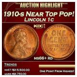 1910-s Lincoln Cent Near Top Pop! 1c ms66+ rd SEGS