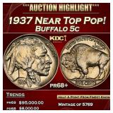 1937 Proof Buffalo Nickel Near Top Pop! 5c Grades