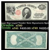1917 $1 Large Size Legal Tender Note Grades xf Sig