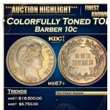 1893-p Barber Dime Colorfully Toned TOP POP! 10c m