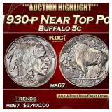 1930-p Buffalo Nickel Near Top Pop 5c ms67 SEGS