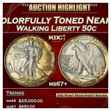 1943-p Walking Liberty Half Dollar Colorfully Tone