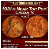 1931-s Lincoln Cent Near Top Pop! 1c ms66+ rd SEGS