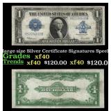1923 $1 large size Silver Certificate Grades xf Si