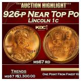 1926-p Lincoln Cent Near Top Pop! 1c ms67 rd SEGS