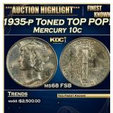 1935-p Mercury Dime Toned TOP POP! 10c ms68 FSB SE