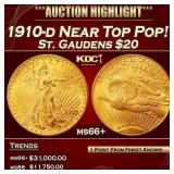 1910-d Gold St. Gaudens Double Eagle Near Top Pop!