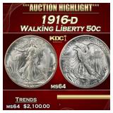 1916-d Walking Liberty Half Dollar 50c ms64 SEGS