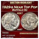 1929-s Buffalo Nickel Near Top Pop 5c ms67 SEGS