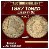 1887 Liberty Nickel Toned 5c ms66 SEGS