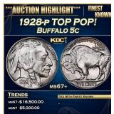 1928-p Buffalo Nickel TOP POP! 5c ms67+ SEGS