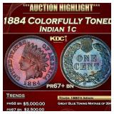 1884 Proof Indian Cent Colorfully Toned 1c pr67+ b