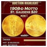 1908-d Motto Gold St. Gaudens Double Eagle $20 ms6