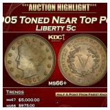 1905 Liberty Nickel Toned Near Top Pop 5c ms66+ SE